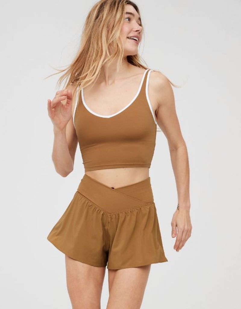 Aerie OFFLINE By Real Me Crossover Flowy Shorts Brown | 4187YTMBC