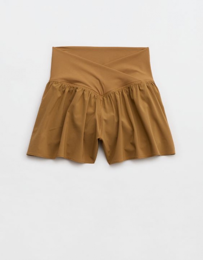 Aerie OFFLINE By Real Me Crossover Flowy Shorts Brown | 4187YTMBC