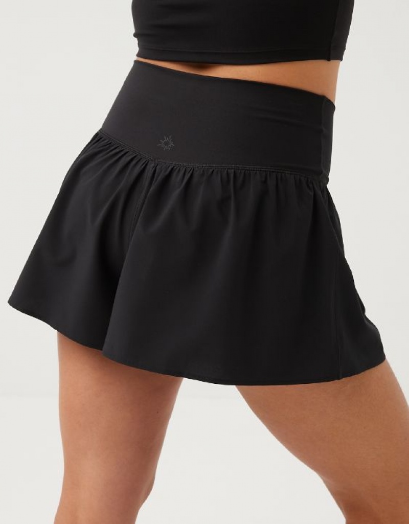 Aerie OFFLINE By Real Me Crossover Flowy Shorts Black | 8471LKDHS