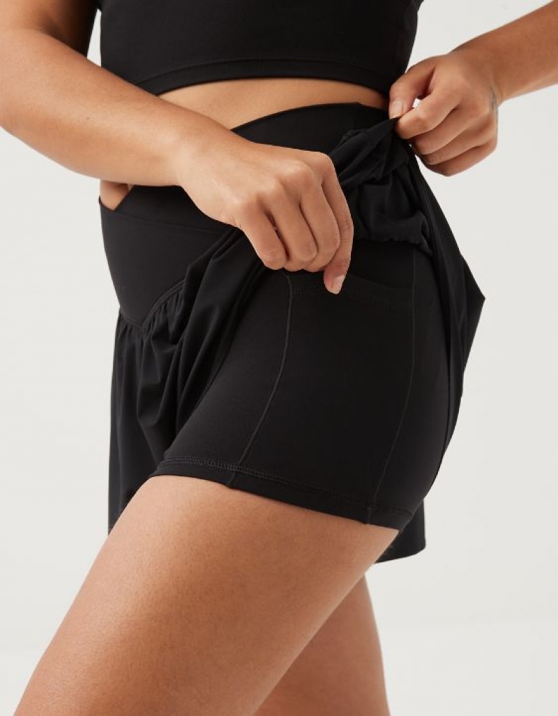 Aerie OFFLINE By Real Me Crossover Flowy Shorts Black | 8471LKDHS