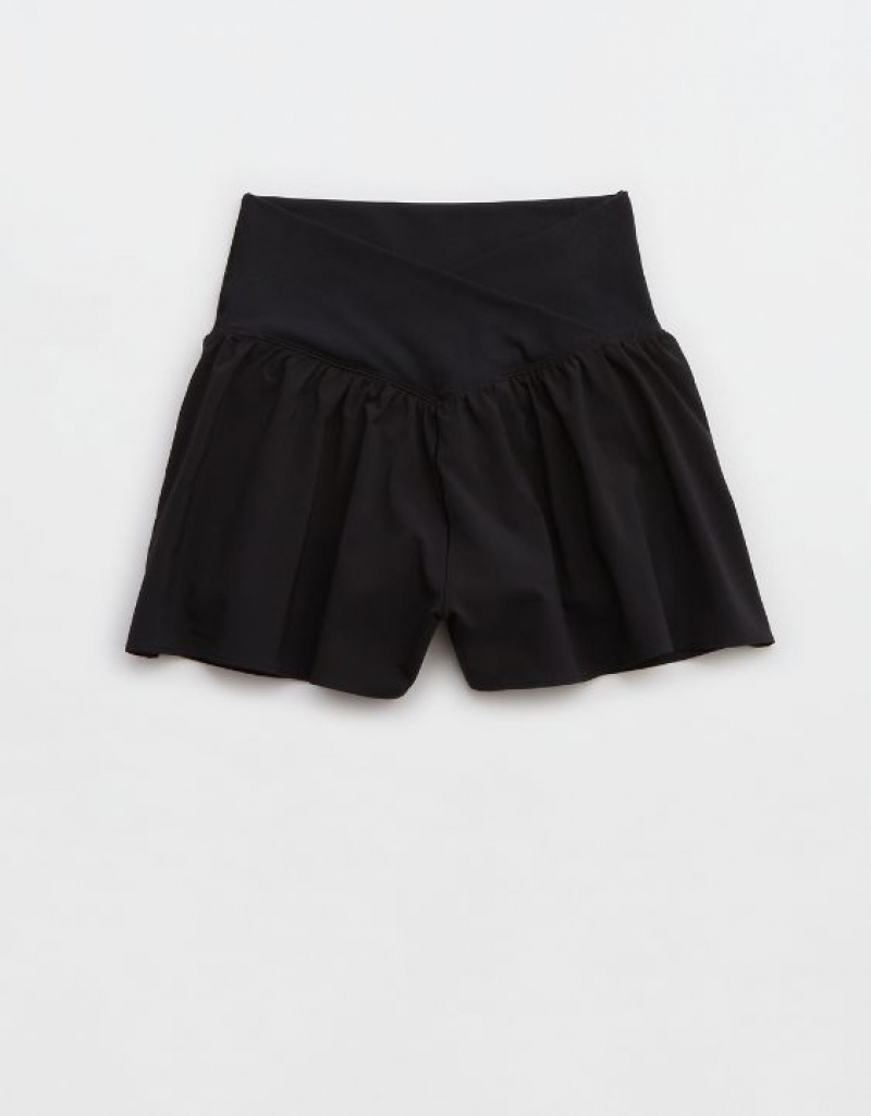 Aerie OFFLINE By Real Me Crossover Flowy Shorts Black | 8471LKDHS