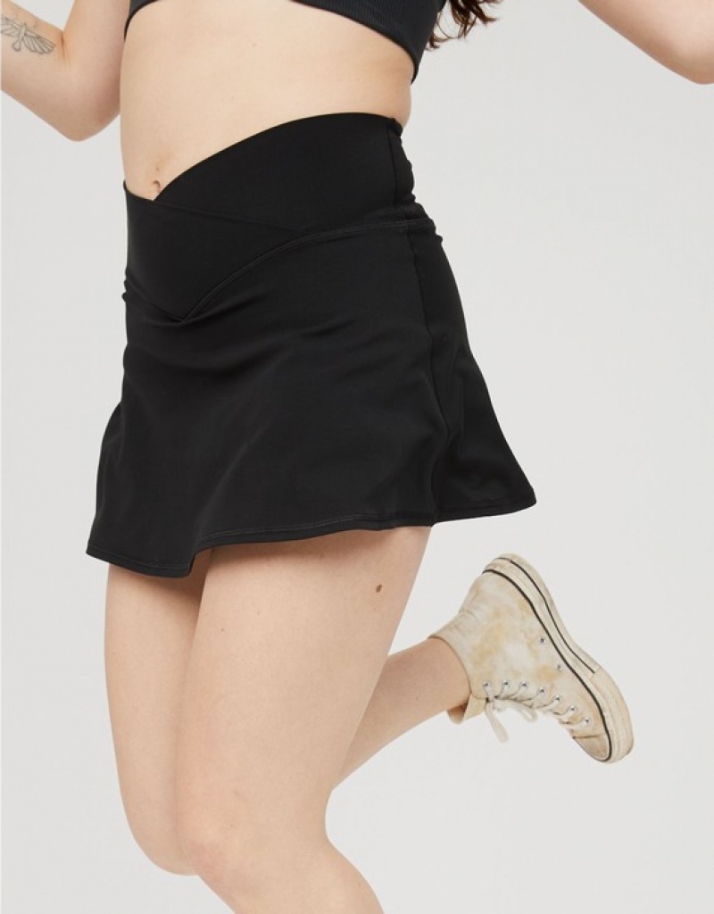 Aerie OFFLINE By Real Me Crossover Tennis Skirts Black | 2301UYXKD