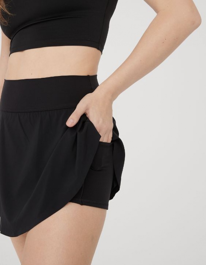 Aerie OFFLINE By Real Me Flowy Skirts Black | 8521HQLIR