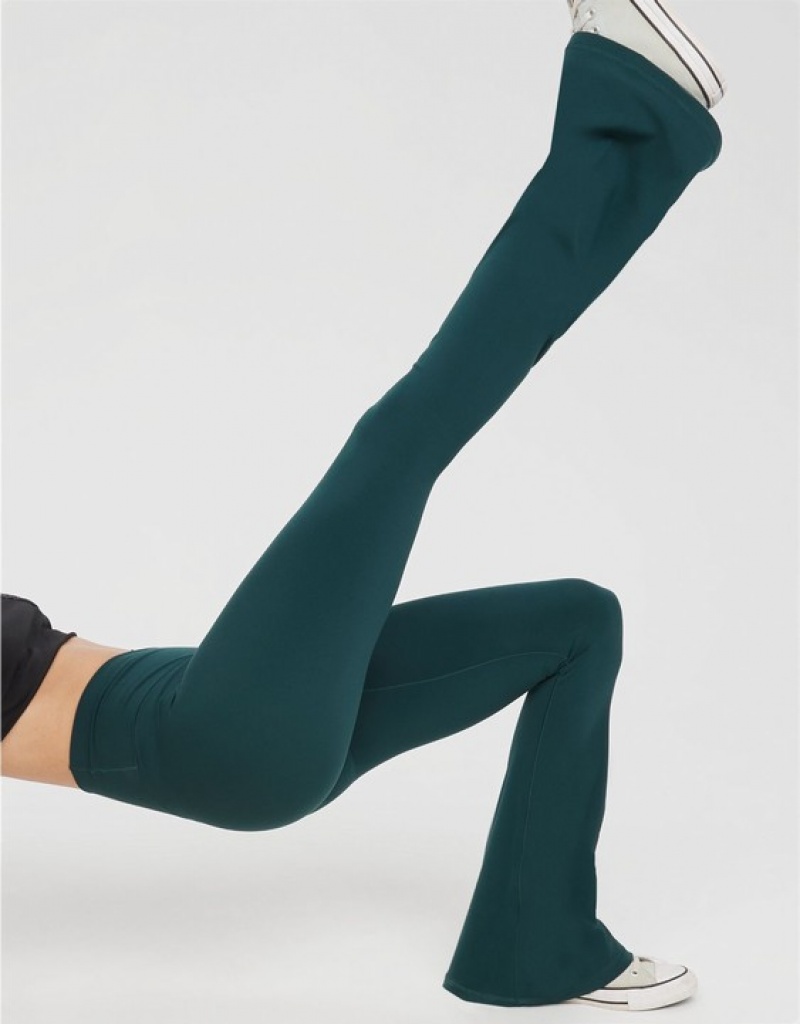 Aerie OFFLINE By Real Me High Waisted Crossover Flare Leggings Deep Green | 6345AZNYF