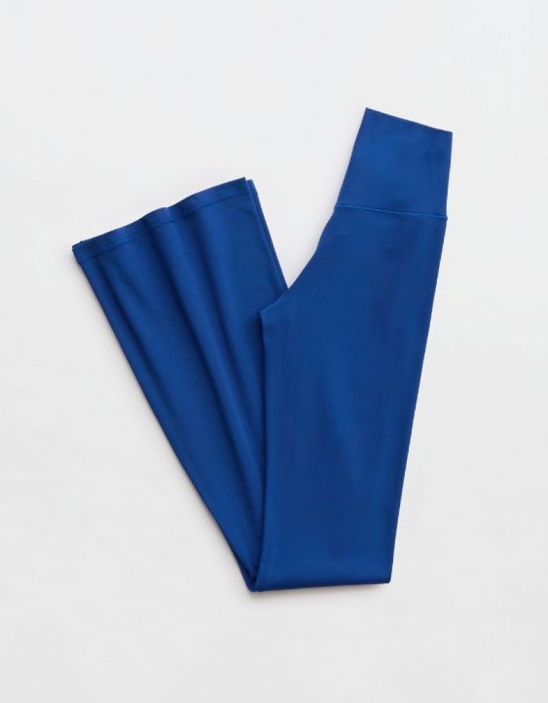 Aerie OFFLINE By Real Me High Waisted Crossover Flare Leggings Blue | 8615QLJOV