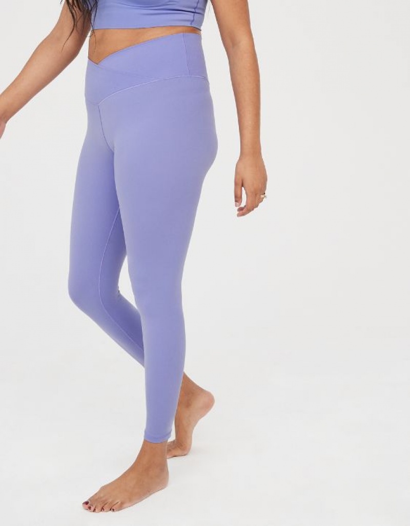 Aerie OFFLINE By Real Me High Waisted Crossover Leggings Purple | 9084LODHK