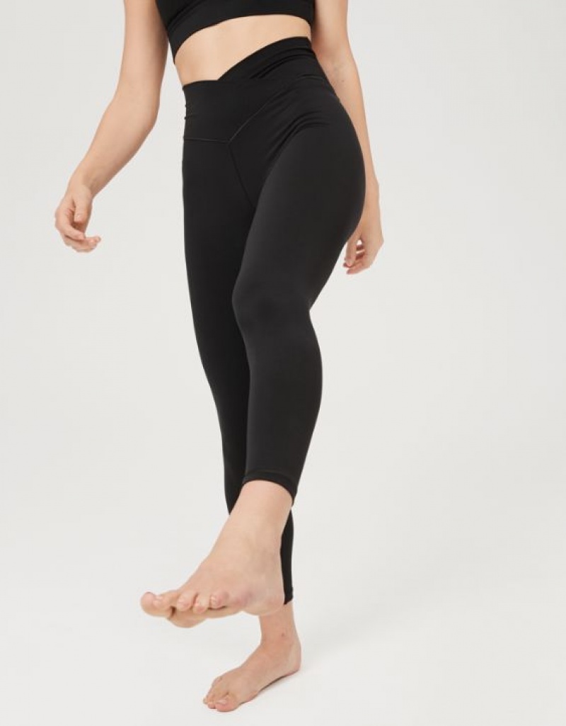 Aerie OFFLINE By Real Me High Waisted Crossover Leggings Black | 1452GIROY