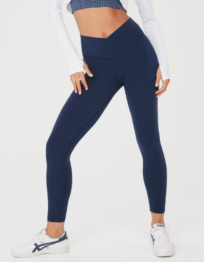 Aerie OFFLINE By Real Me High Waisted Crossover Leggings Royal / Navy | 3625VYJCR