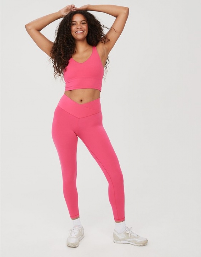 Aerie OFFLINE By Real Me High Waisted Crossover Leggings Pink | 0478NCAWL