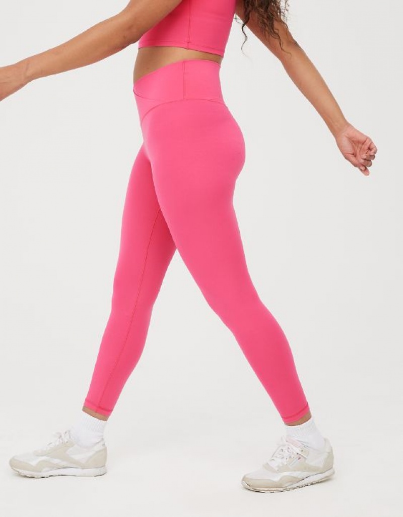 Aerie OFFLINE By Real Me High Waisted Crossover Leggings Pink | 0478NCAWL