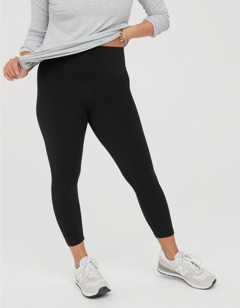 Aerie OFFLINE By Real Me High Waisted Cropped Leggings Black | 8041KTLHJ