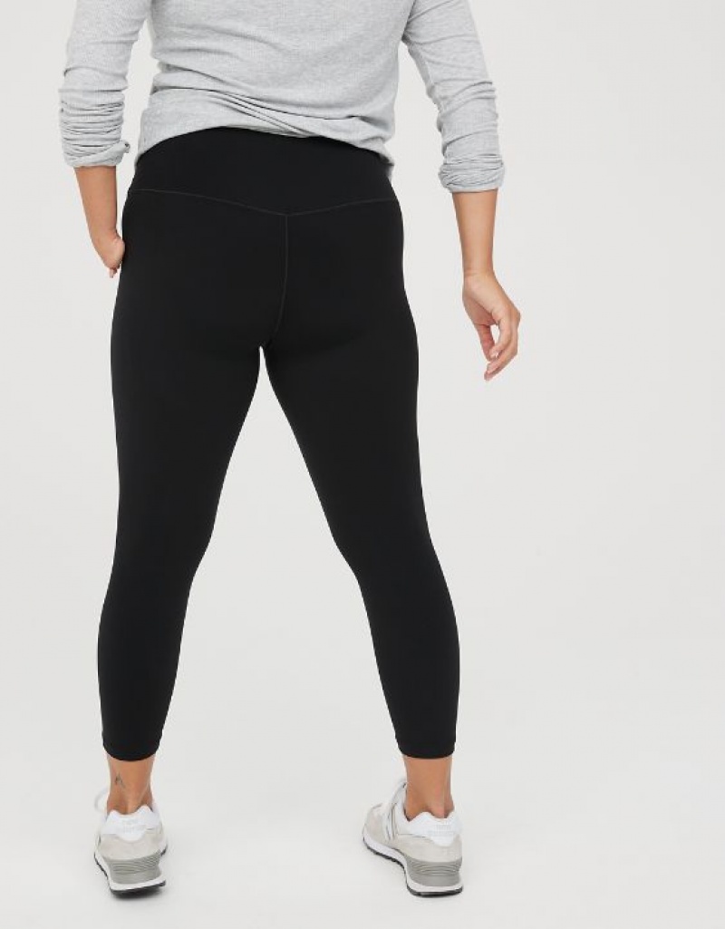 Aerie OFFLINE By Real Me High Waisted Cropped Leggings Black | 8041KTLHJ