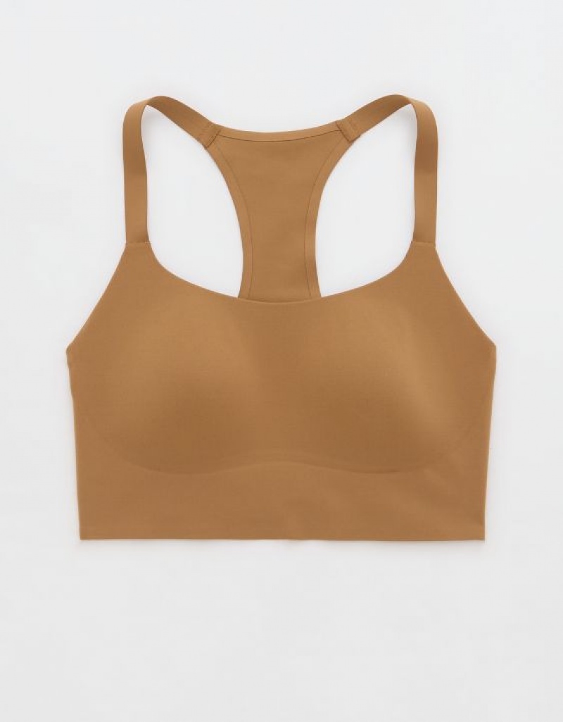 Aerie OFFLINE By Real Me Hold Up! Racerback Sports Bras Beige | 3521FIJPA