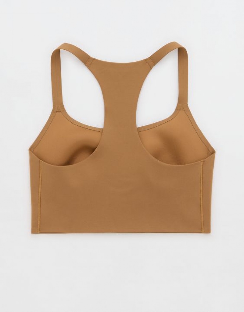 Aerie OFFLINE By Real Me Hold Up! Racerback Sports Bras Beige | 3521FIJPA