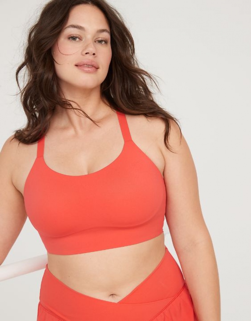 Aerie OFFLINE By Real Me Hold Up! Racerback Sports Bras Red | 4278BWTFY