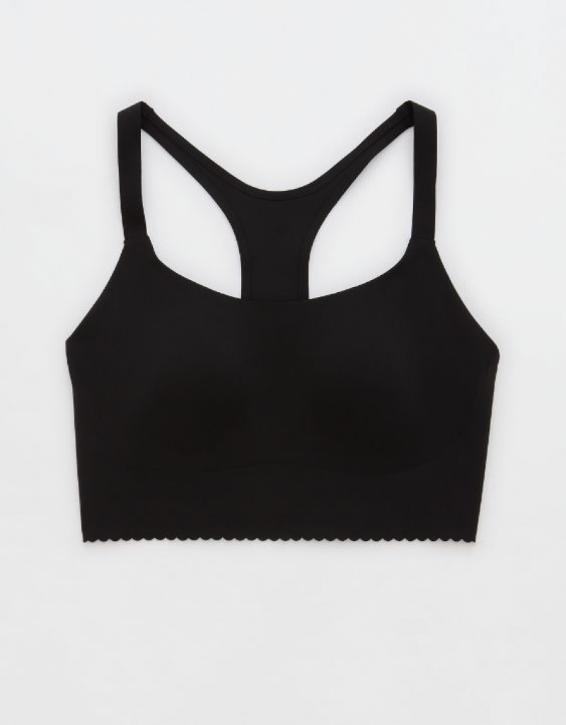 Aerie OFFLINE By Real Me Hold Up! Scallop Sports Bras Black | 6732BCVOP