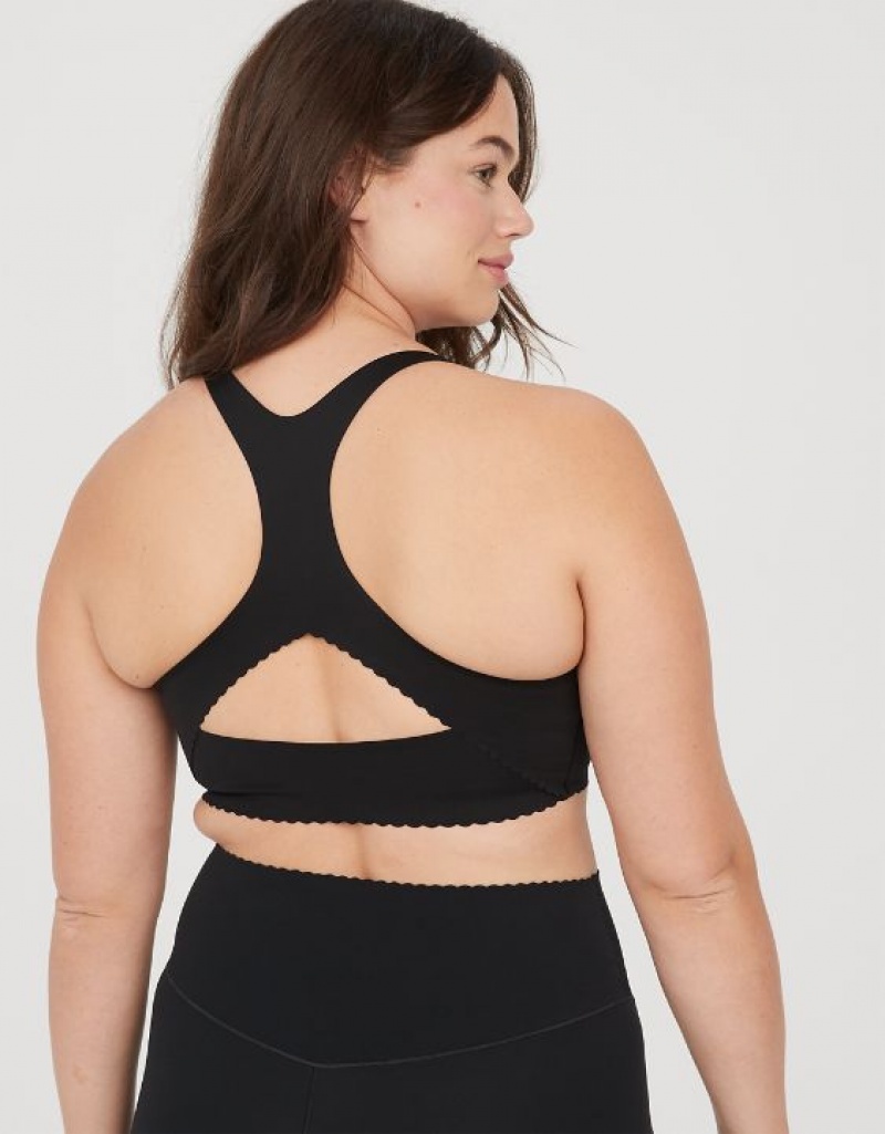 Aerie OFFLINE By Real Me Hold Up! Scallop Sports Bras Black | 6732BCVOP