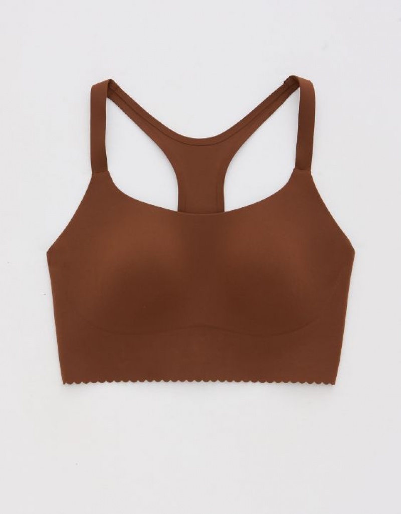 Aerie OFFLINE By Real Me Hold Up! Scallop Sports Bras Brown | 4568JQPBR