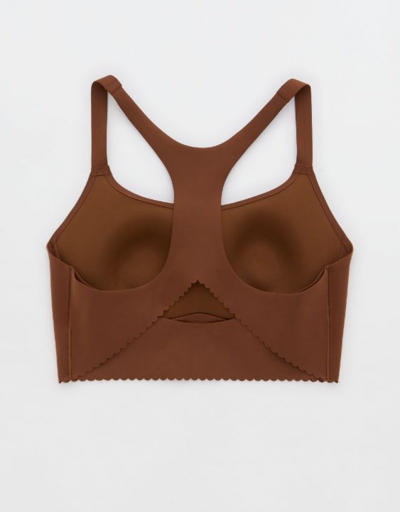 Aerie OFFLINE By Real Me Hold Up! Scallop Sports Bras Brown | 4568JQPBR