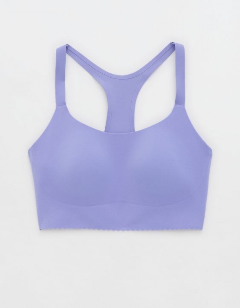 Aerie OFFLINE By Real Me Hold Up! Scallop Sports Bras Purple | 0782JTHRX