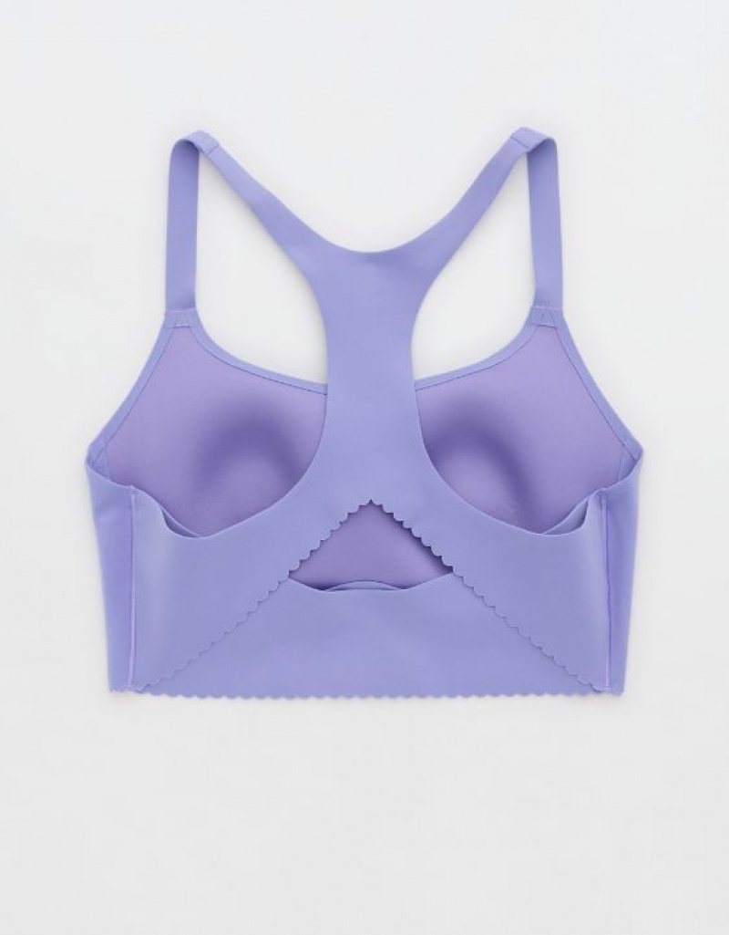 Aerie OFFLINE By Real Me Hold Up! Scallop Sports Bras Purple | 0782JTHRX