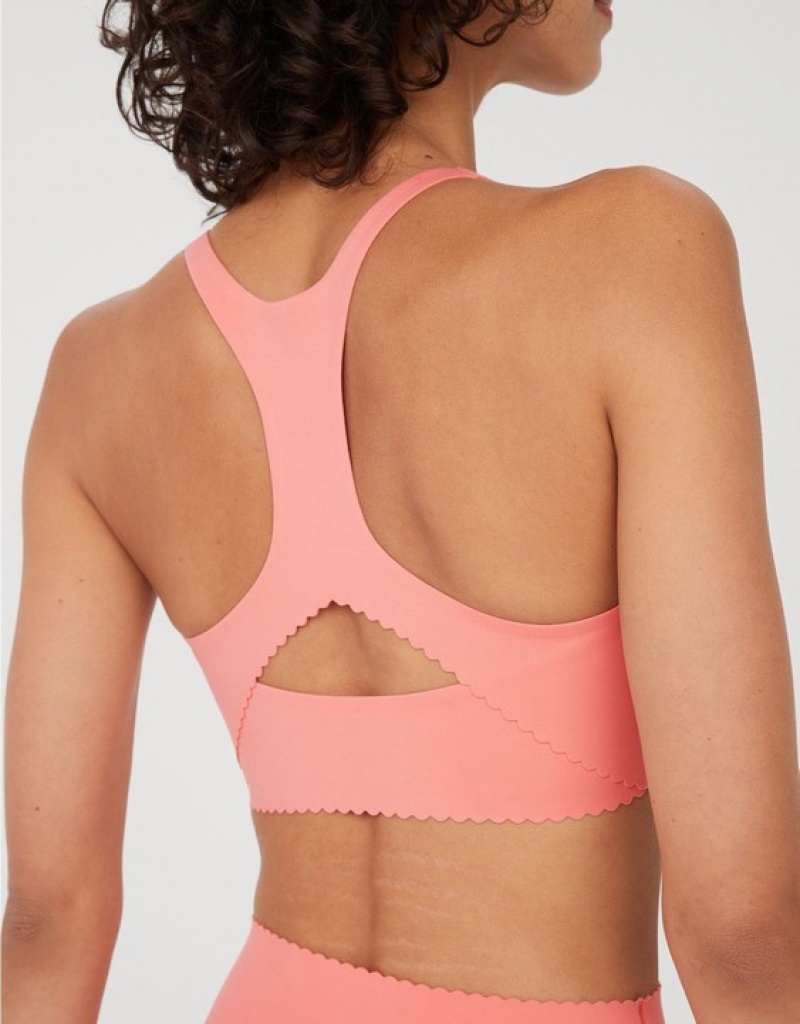 Aerie OFFLINE By Real Me Hold Up! Scallop Sports Bras Coral | 7984FXJAY