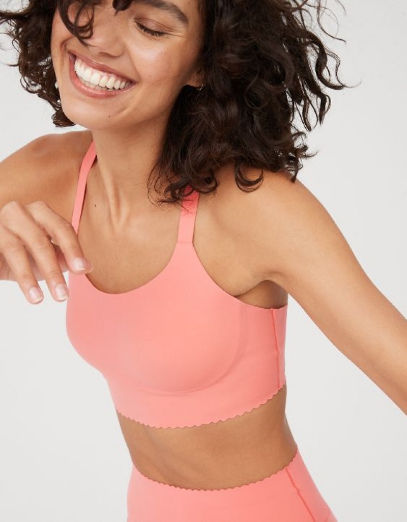 Aerie OFFLINE By Real Me Hold Up! Scallop Sports Bras Coral | 7984FXJAY