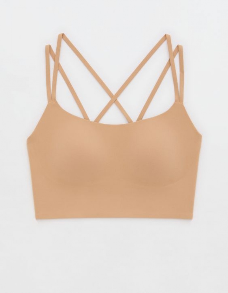 Aerie OFFLINE By Real Me Hold Up! Sports Bras Beige | 7421EIFSW