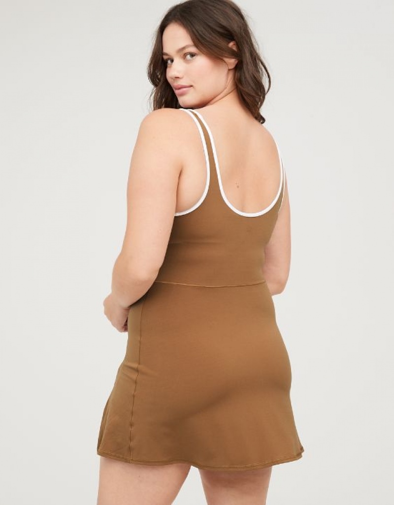 Aerie OFFLINE By Real Me Low Key Dress Brown | 7923GXMCL