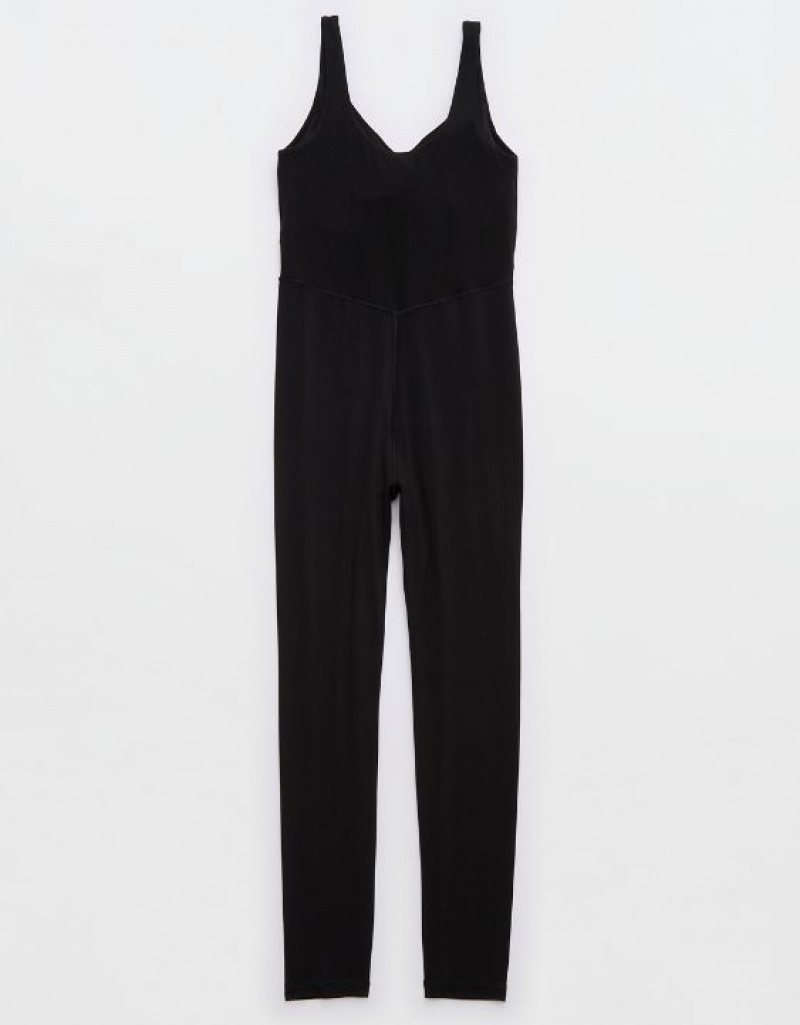 Aerie OFFLINE By Real Me Low Key Jumpsuit Black | 3576SUTKO