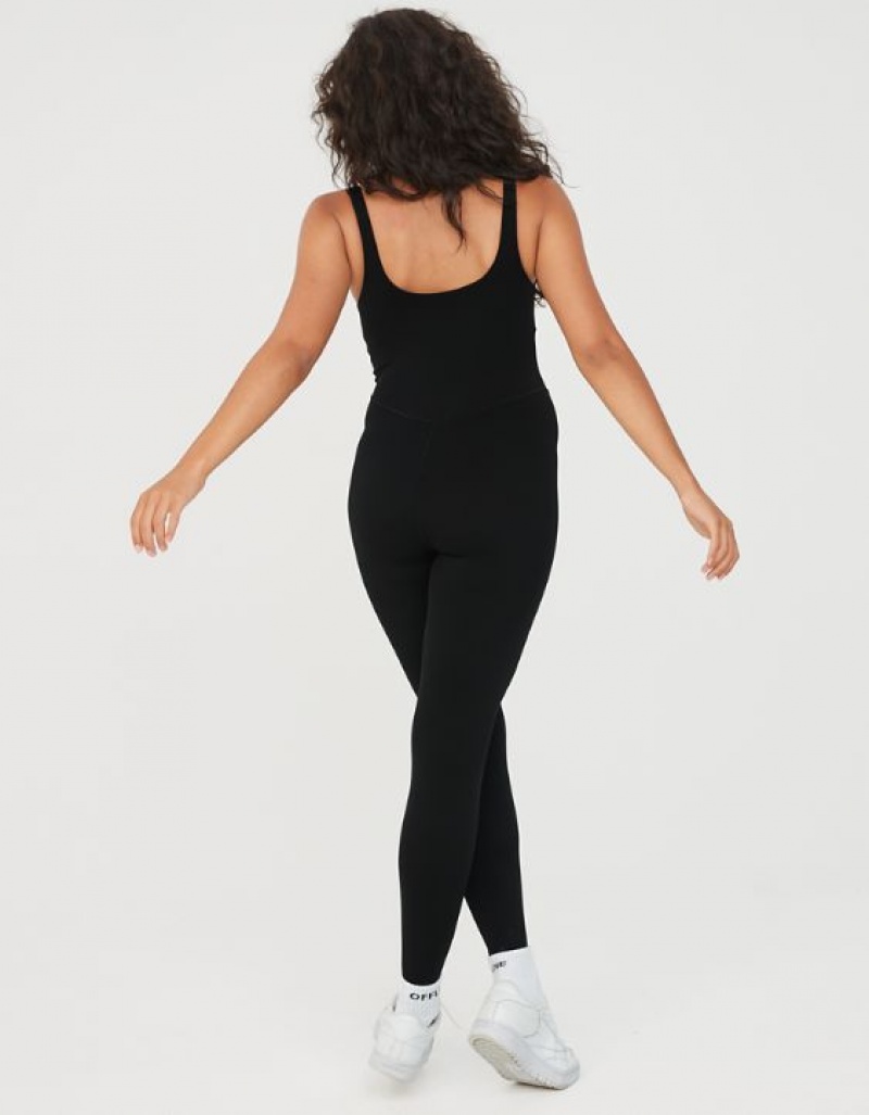 Aerie OFFLINE By Real Me Low Key Jumpsuit Black | 3576SUTKO