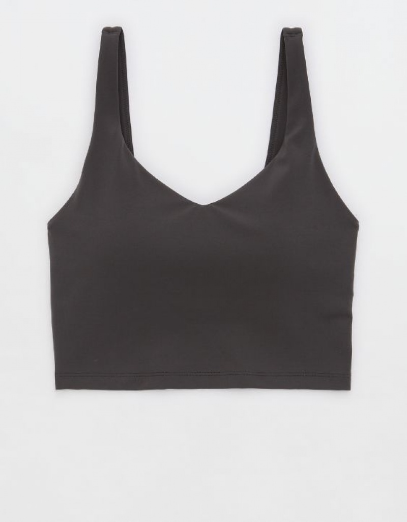 Aerie OFFLINE By Real Me Low Key Longline Sports Bras Grey | 0628BYHWP