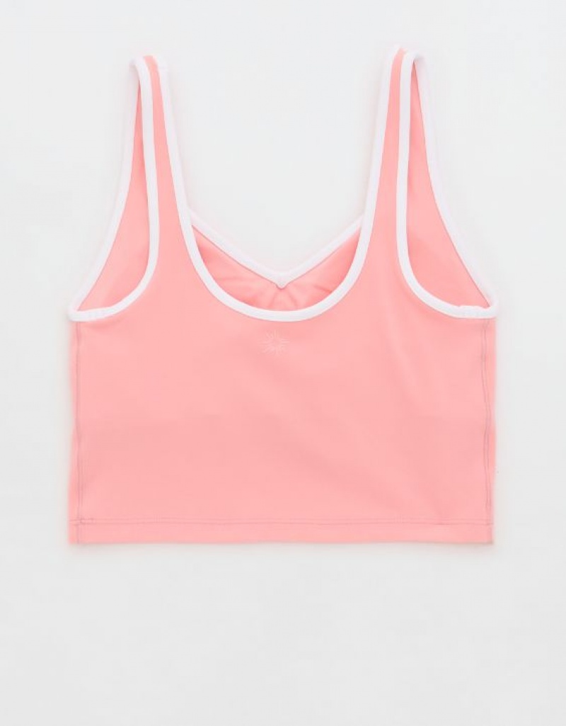 Aerie OFFLINE By Real Me Low Key Longline Sports Bras Pink | 9472PEFKV