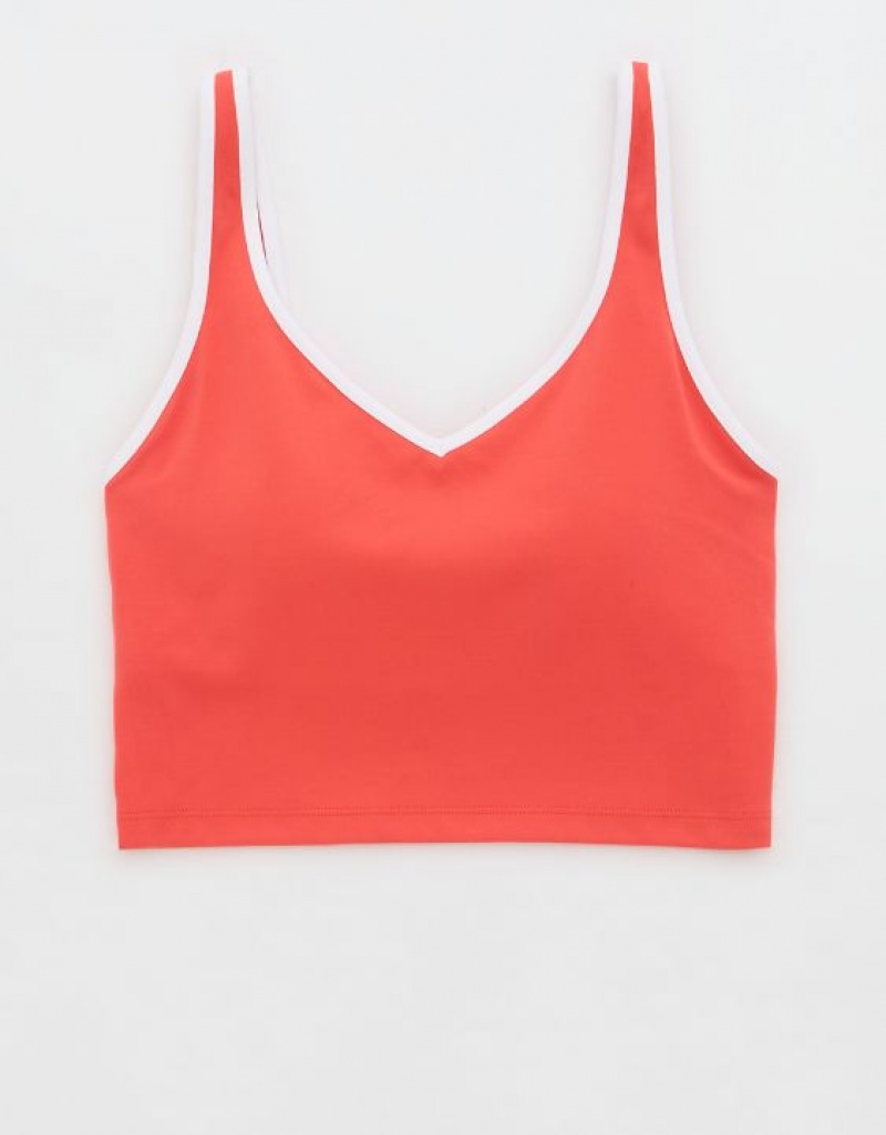 Aerie OFFLINE By Real Me Low Key Longline Sports Bras Red | 1904KXTWU