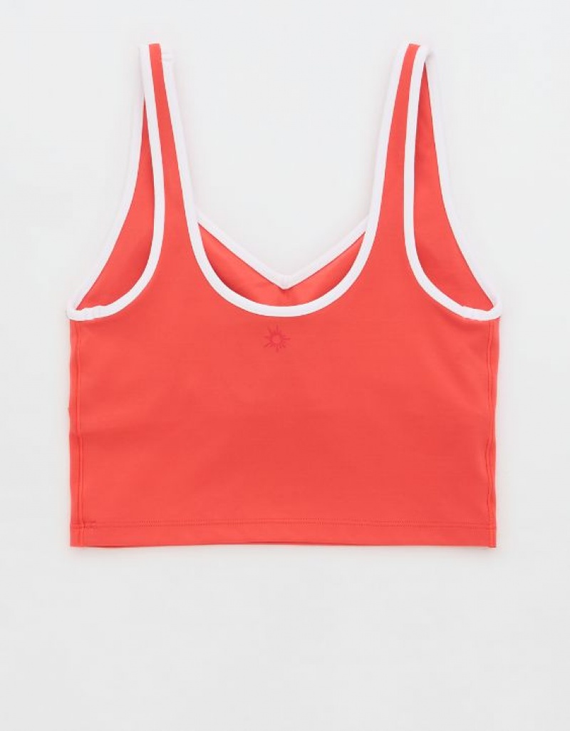 Aerie OFFLINE By Real Me Low Key Longline Sports Bras Red | 1904KXTWU