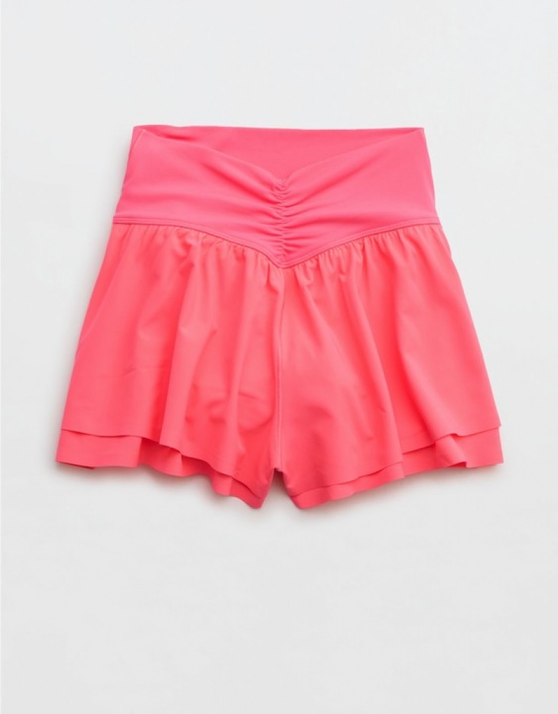 Aerie OFFLINE By Real Me Ruched Flowy Shorts Pink | 6937TSLMA