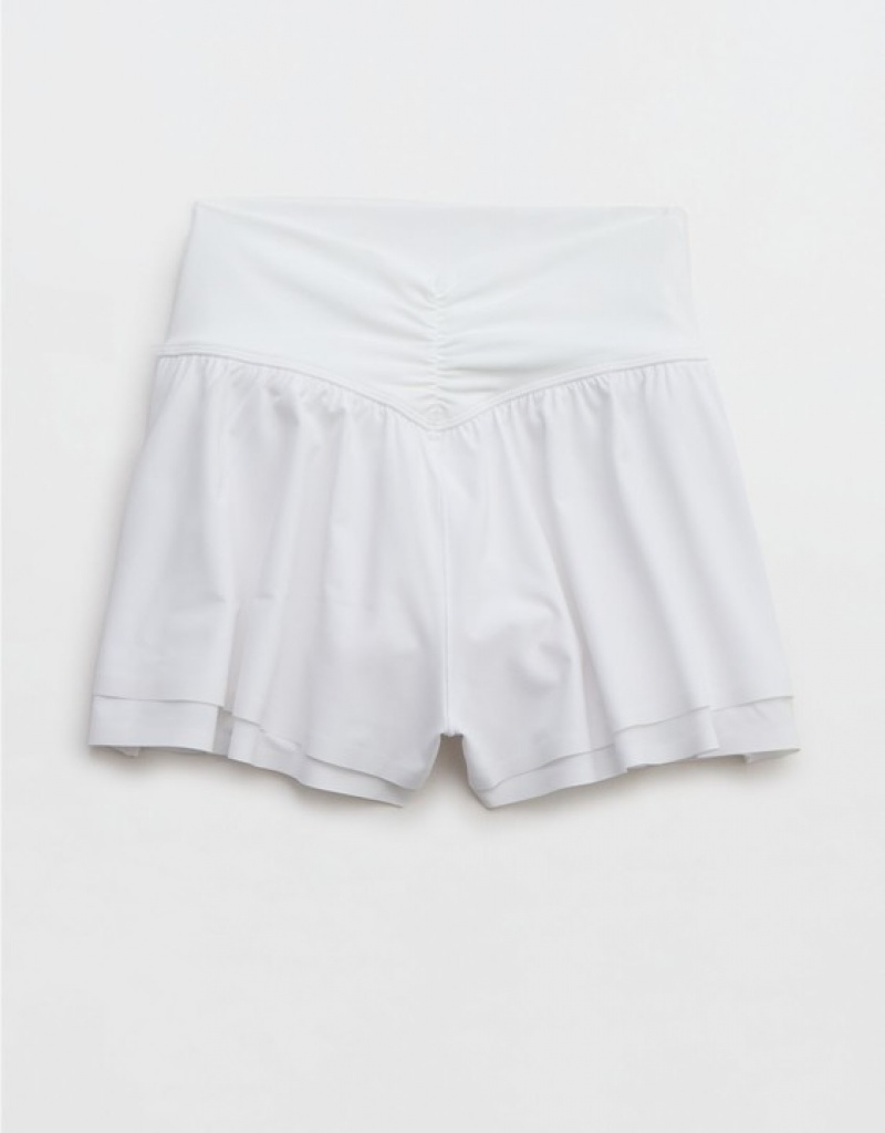 Aerie OFFLINE By Real Me Ruched Flowy Shorts White | 4867YVNSJ