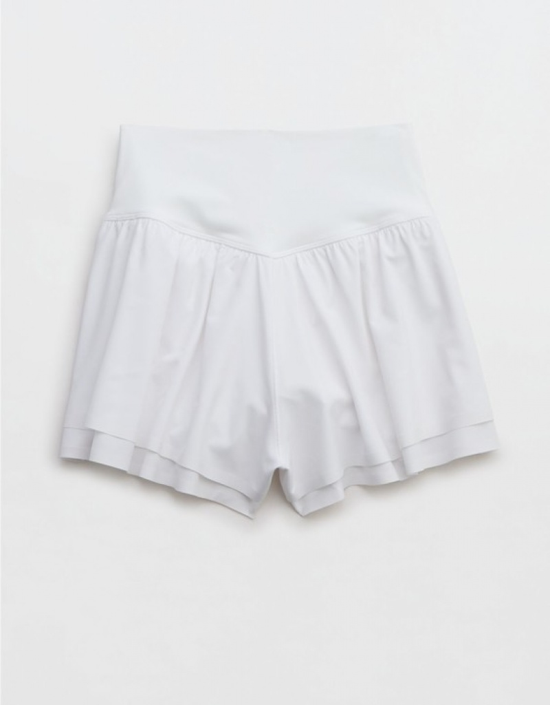 Aerie OFFLINE By Real Me Ruched Flowy Shorts White | 4867YVNSJ