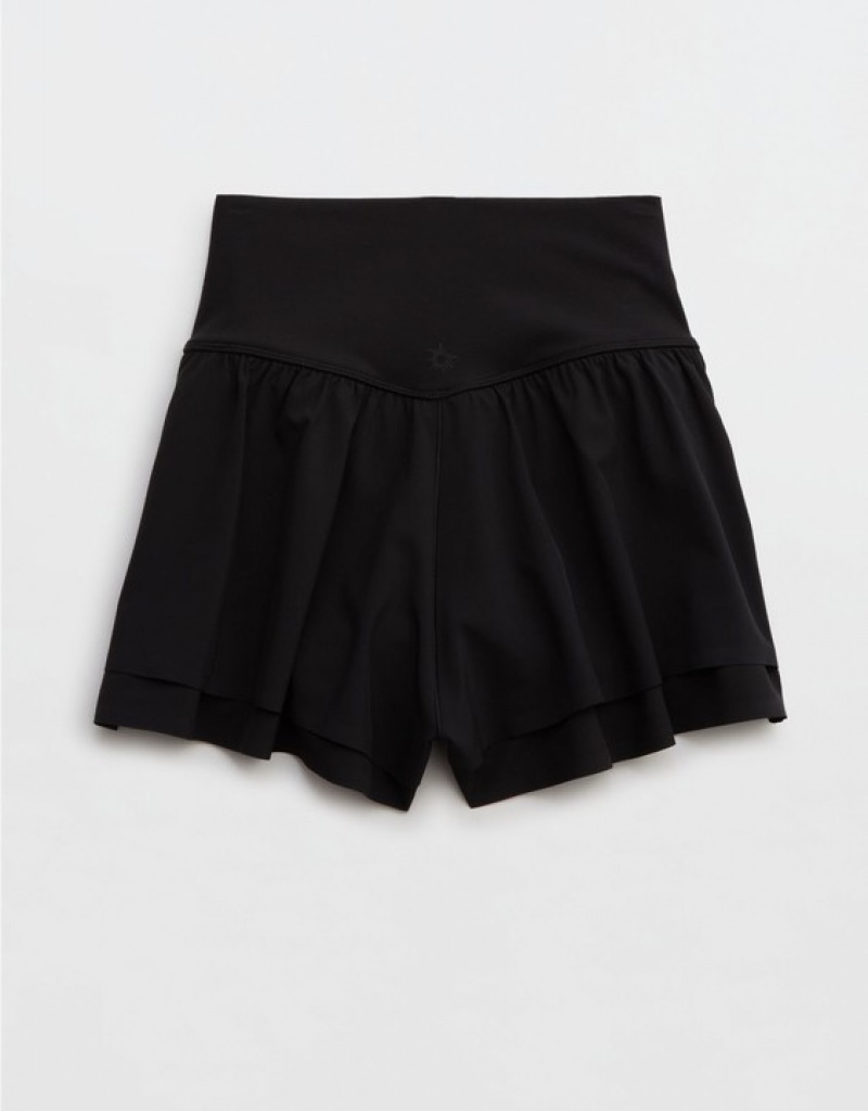 Aerie OFFLINE By Real Me Ruched Flowy Shorts Black | 5139DYGFV