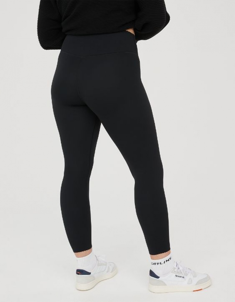 Aerie OFFLINE By Real Me XTRA Hold Up! Scallop Leggings Black | 7219ASIGV