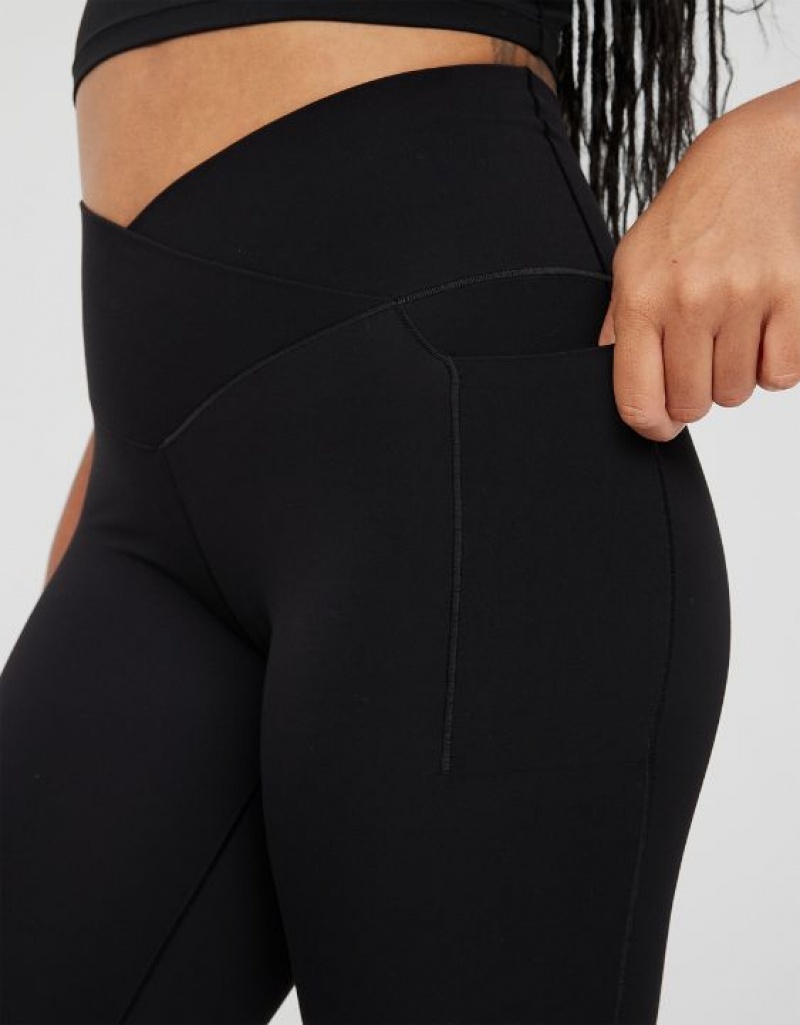 Aerie OFFLINE By Real Me Xtra Crossover High Waisted Pocket Leggings Black | 5720TYEHR