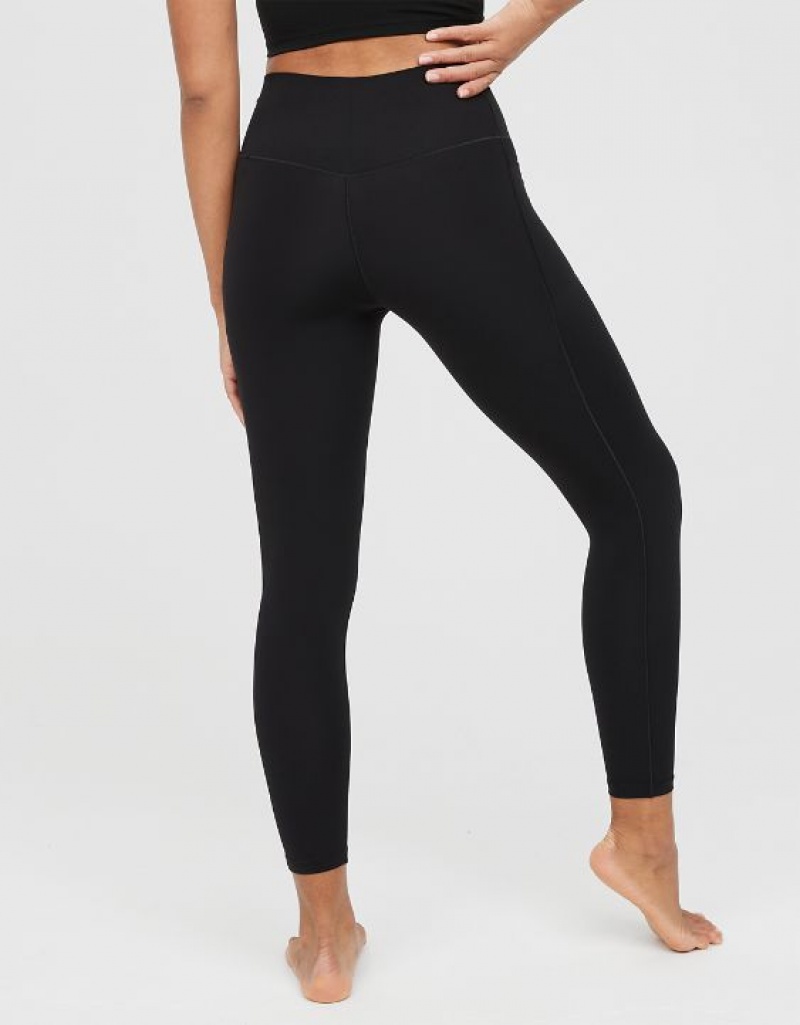 Aerie OFFLINE By Real Me Xtra Crossover High Waisted Pocket Leggings Black | 5720TYEHR