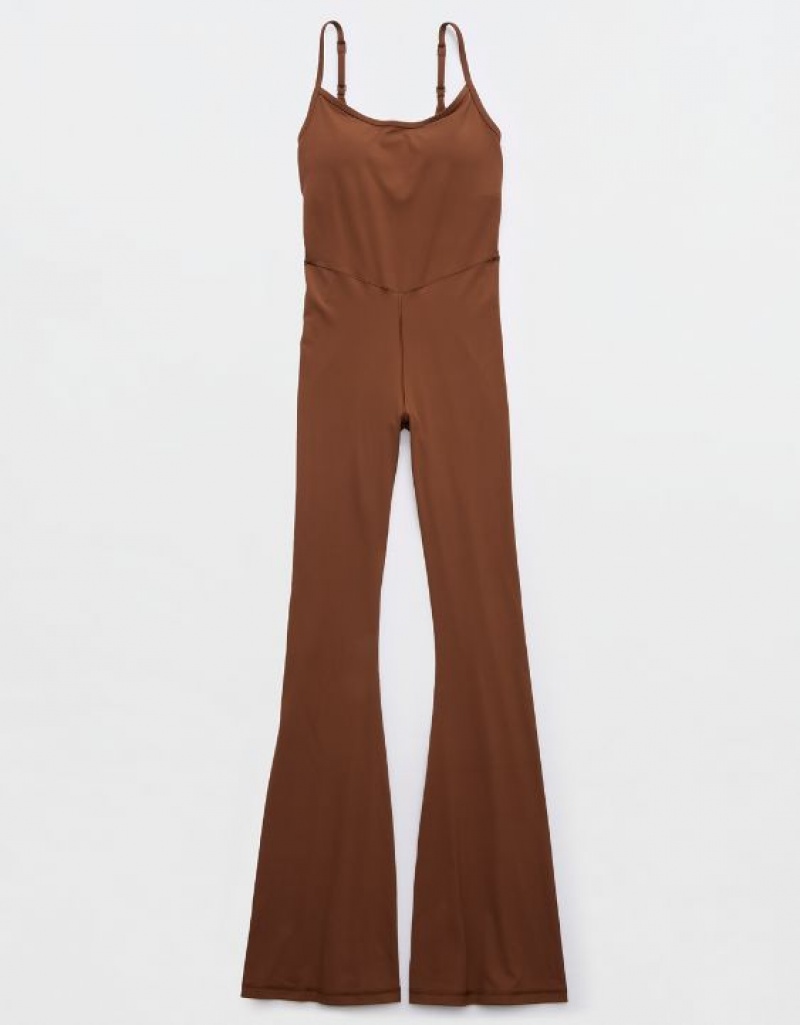 Aerie OFFLINE By Real Me Xtra Flare Jumpsuit Brown | 7208SMAFH