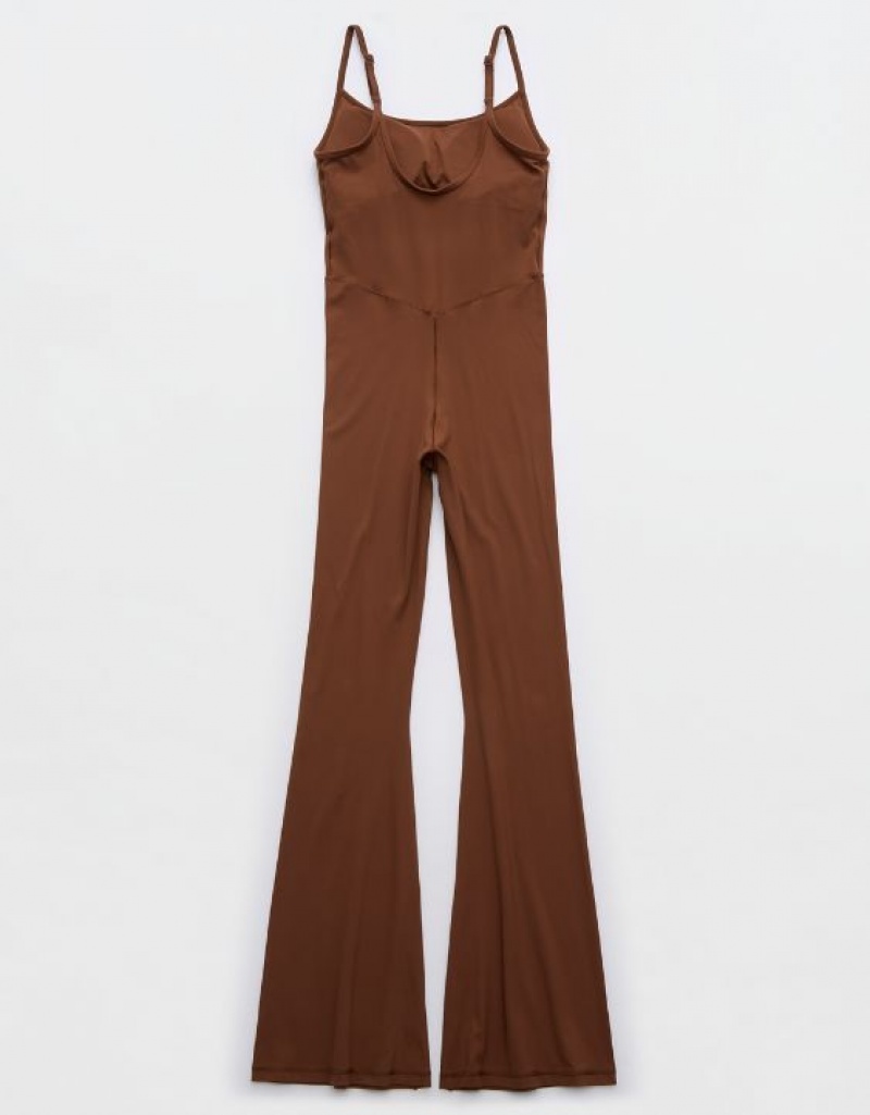 Aerie OFFLINE By Real Me Xtra Flare Jumpsuit Brown | 7208SMAFH