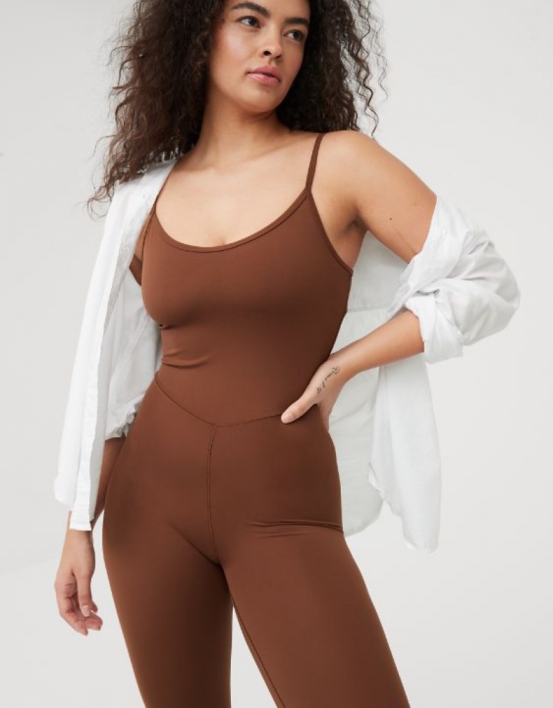 Aerie OFFLINE By Real Me Xtra Flare Jumpsuit Brown | 7208SMAFH