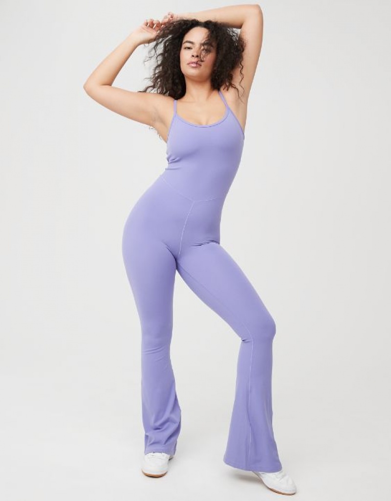 Aerie OFFLINE By Real Me Xtra Flare Jumpsuit Purple | 4129XLOID