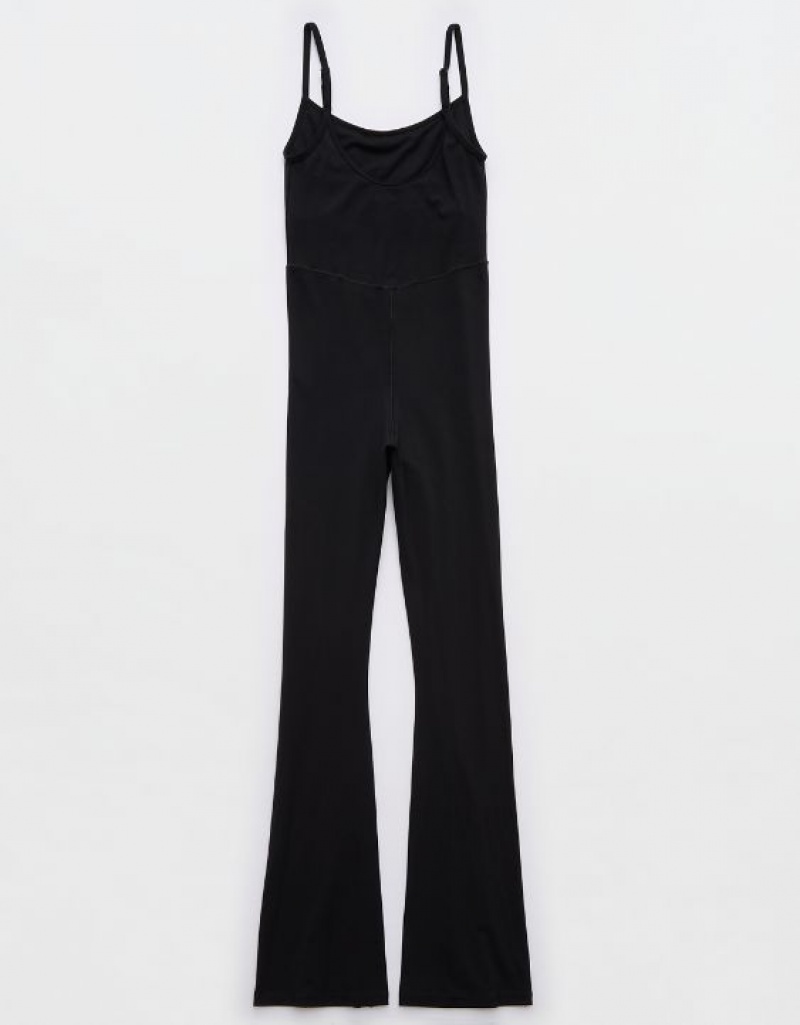 Aerie OFFLINE By Real Me Xtra Flare Jumpsuit Black | 8064NWGDZ