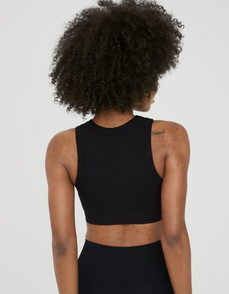 Aerie OFFLINE By Seamless High Neck Sports Bras Black | 0124RNAKM