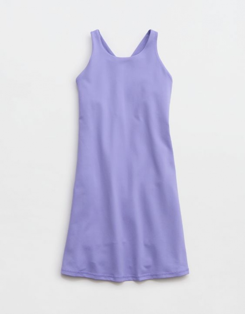 Aerie OFFLINE By The Hugger High Neck Dress Purple | 3741LHUVG