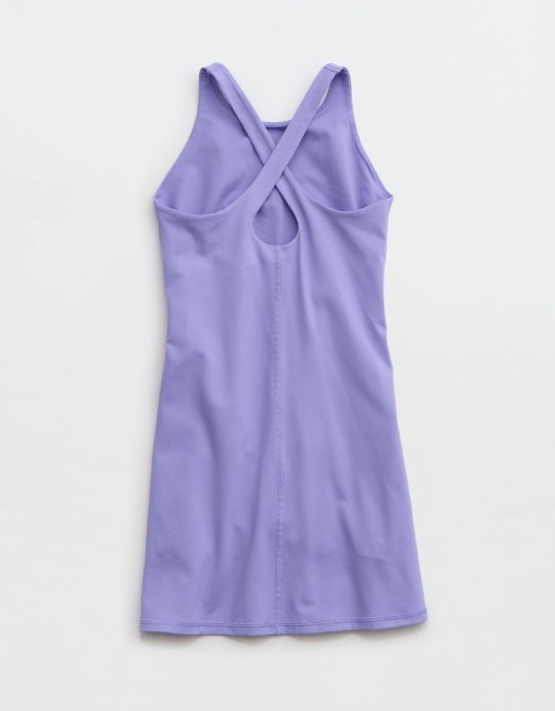 Aerie OFFLINE By The Hugger High Neck Dress Purple | 3741LHUVG